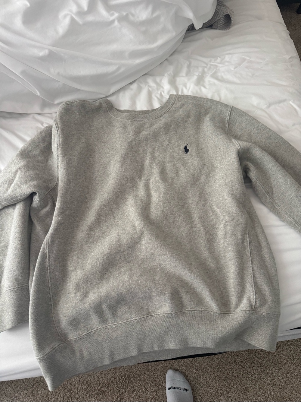 Ralph Lauren Heather Gray Crewneck Sweatshirt with Polo Pony